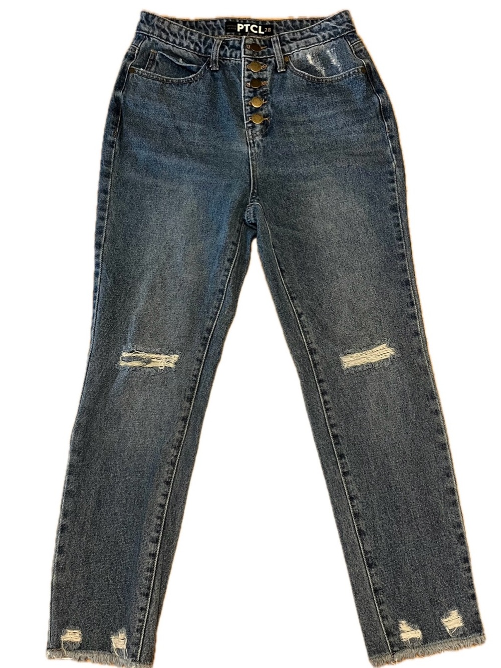 PTCL PacSun High Rise Distressed Button Fly Jeans Blue Size 28